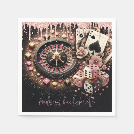 Luxe gepersonaliseerde Casino Bachelorette Servet (Voorkant)