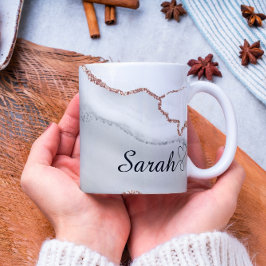 Luxe gepersonaliseerde grijs goud Abstract marmere Koffiemok