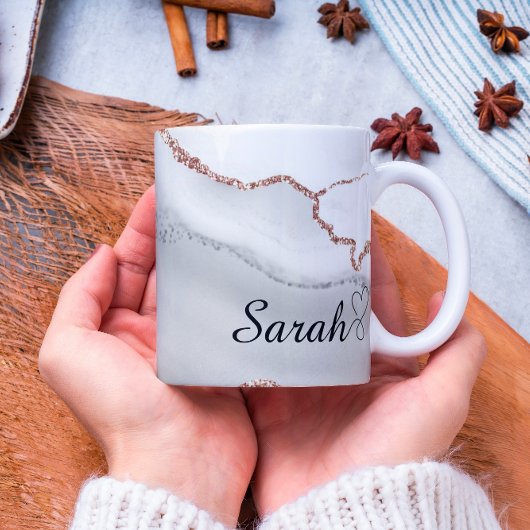 Luxe gepersonaliseerde grijs goud Abstract marmere Koffiemok