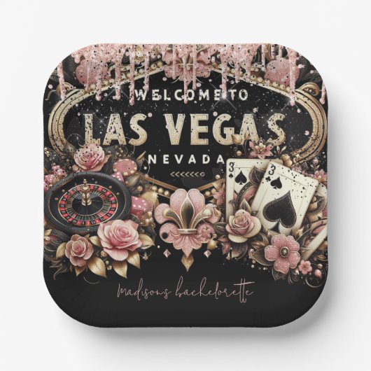 Luxe gepersonaliseerde Las Vegas Bachelorette Papieren Bordje (Voorkant)