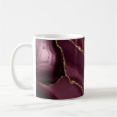 Luxe gepersonaliseerde Maroon & Gold Marble Coffee Koffiemok (Links)