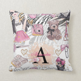 Luxe gepersonaliseerde meisje baas kussen