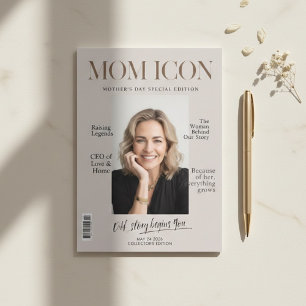 Luxe gepersonaliseerde moedertijdschrift omslagfot feestdagenkaart
