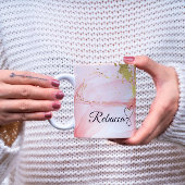 Luxe gepersonaliseerde roze & gouden Waterverf Mok