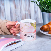 Luxe gepersonaliseerde roze & gouden Waterverf Mok