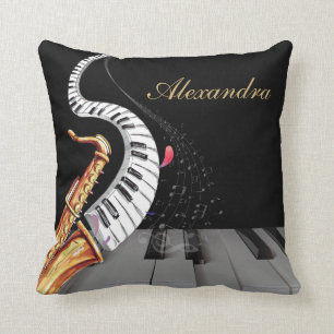 Luxe gepersonaliseerde saxofoon piano muziek kussen