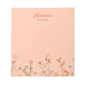 Luxe gepersonaliseerde zomerbloem Natuur warm Notitieblok (Voorkant)