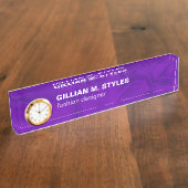 Luxe geplette Paarse satijn Naambordje (Zijkant)