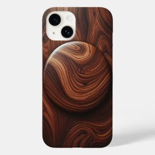 Luxe Gepolijste Walnoten Houtnerf Abstract Circula Case-Mate iPhone 14 Hoesje