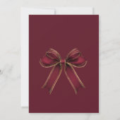 Luxe geruite bordeauxrood lint Winter Bruiloft Kaart (Achterkant)