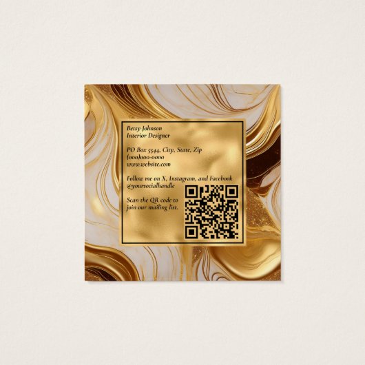 Luxe gesmolten goud en glitter Visitekaartje (Achterkant)