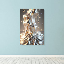 Luxe Gesmolten Zilver Vloeibaar Chroom Abstracte K Canvas Afdruk