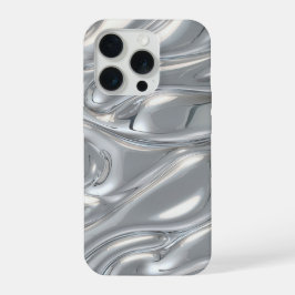 Luxe Gesmolten Zilver Vloeibare Chroom 3D Metallic iPhone 15 Pro Case