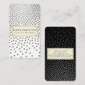 Luxe gespikkeld patroon zwart-wit visitekaartje (Voorkant / Achterkant)