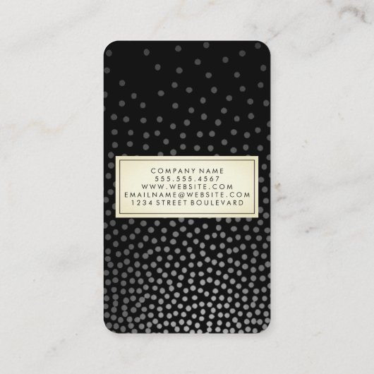 Luxe gespikkeld patroon zwart-wit visitekaartje (Achterkant)