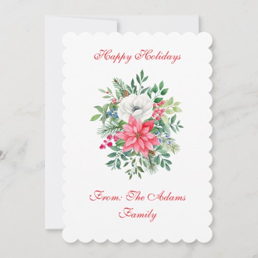 Luxe Gespselde Bloem Kerstmis Personaliseerbaar Feestdagenkaart (Voorkant)