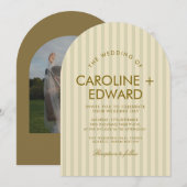 Luxe gestreepte boogbruiloft kaart (Voorkant / Achterkant)