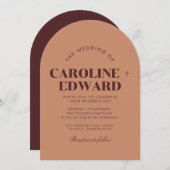 Luxe gestreepte boogvormige bruiloft uitnodiging (Voorkant / Achterkant)