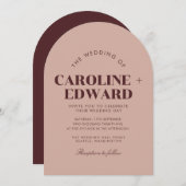 Luxe gestreepte boogvormige bruiloft uitnodiging (Voorkant / Achterkant)