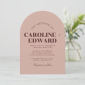 Luxe gestreepte boogvormige bruiloft uitnodiging (Staand voorkant)