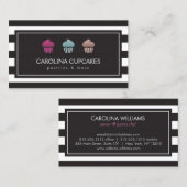 Luxe gestreepte cupcake trio bakkerij Visitekaartj Visitekaartje (Voorkant / Achterkant)