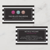 Luxe Gestreepte Franse Macaron Trio Logo voor Bakk Visitekaartje (Voorkant / Achterkant)