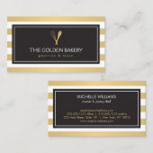 Luxe Gestreepte Gouden Whisk Lepel Logo Bakkerij,  Visitekaartje (Voorkant / Achterkant)