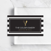 Luxe Gestreepte Gouden Whisk Lepel Logo Bakkerij,  Visitekaartje