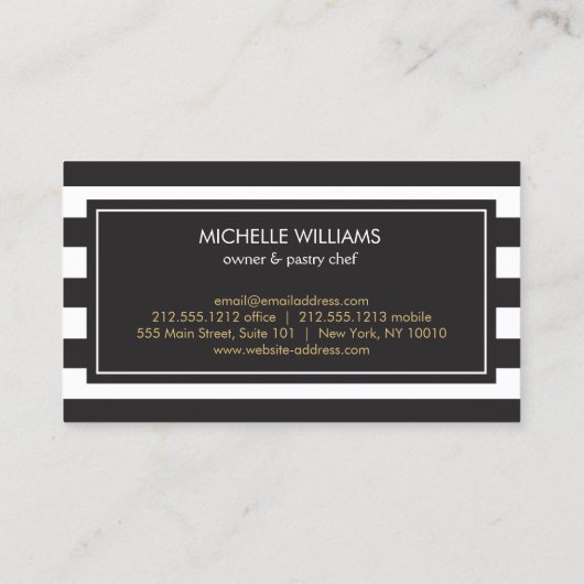 Luxe Gestreepte Gouden Whisk Lepel Logo Bakkerij,  Visitekaartje (Achterkant)