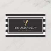 Luxe Gestreepte Gouden Whisk Lepel Logo Bakkerij,  Visitekaartje (Voorkant)