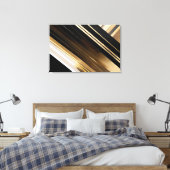 Luxe gestructureerde diagonale strepen canvas afdruk (Insitu (Slaapkamer))