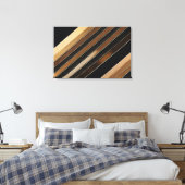 Luxe gestructureerde gouden en zwarte diagonale st canvas afdruk (Insitu (Slaapkamer))