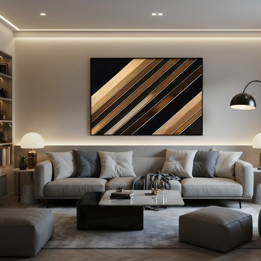 Luxe gestructureerde gouden en zwarte diagonale st canvas afdruk