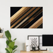 Luxe gestructureerde gouden en zwarte diagonale st poster (Thuiskantoor)