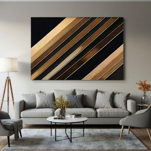 Luxe gestructureerde gouden en zwarte diagonale st poster