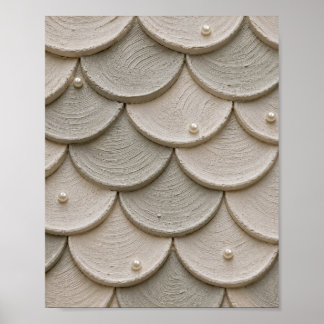 Luxe gestructureerde schelp wandkunst | Neutraal b Poster