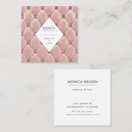 Luxe getuft faux roos gouden visitekaartje (Voorkant / Achterkant)