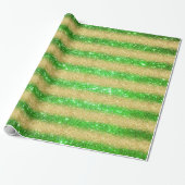 Luxe Gift Popular Green Gold Glitter Cadeaupapier (Uitgerold)