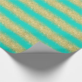 Luxe Gift Popular Turquoise Gold Glitter Cadeaupapier (Hoek)