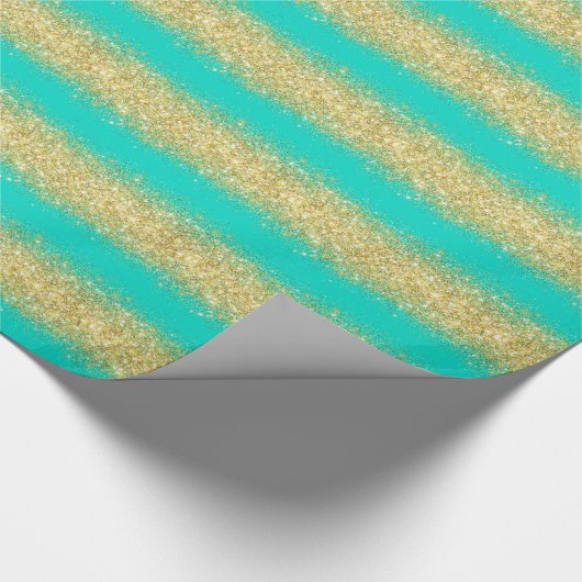 Luxe Gift Popular Turquoise Gold Glitter Cadeaupapier (Hoek)