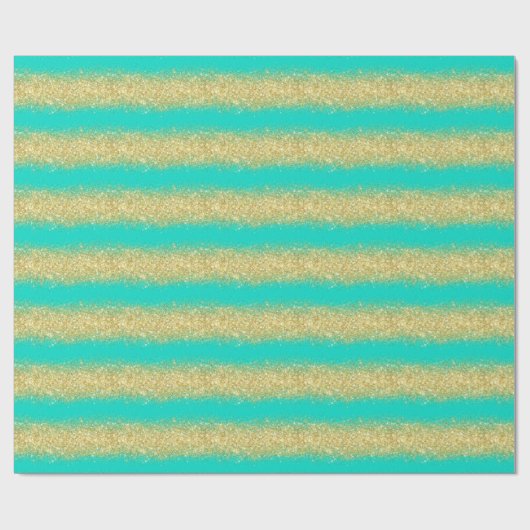 Luxe Gift Popular Turquoise Gold Glitter Cadeaupapier (Vlak)