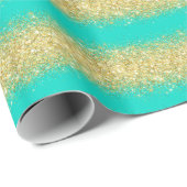 Luxe Gift Popular Turquoise Gold Glitter Cadeaupapier (Rol Hoek)