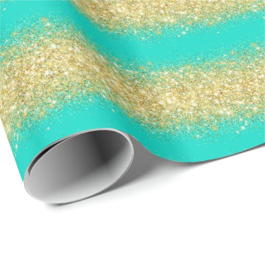 Luxe Gift Popular Turquoise Gold Glitter Cadeaupapier (Rol Hoek)