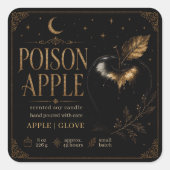 Luxe Giftige Appel Halloween Kaars Vierkante Sticker (Voorkant)