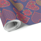 Luxe Giftwrap: Harten en Rozen Valentijns, Blauw Cadeaupapier (Rol Hoek)