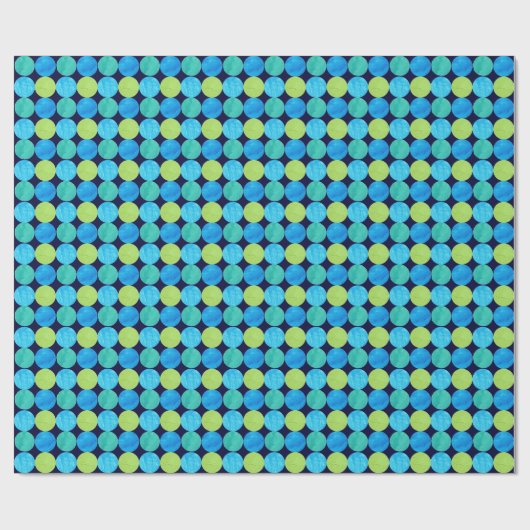 Luxe Giftwrap: Turquoise, Neon Green Circles Cadeaupapier (Vlak)