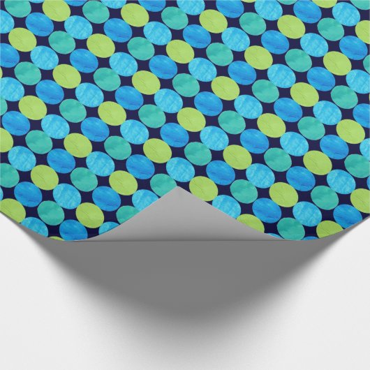 Luxe Giftwrap: Turquoise, Neon Green Circles Cadeaupapier (Hoek)