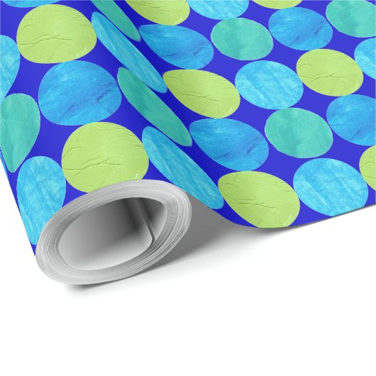 Luxe Giftwrap: Turquoise, Neon Green Circles Cadeaupapier (Rol Hoek)