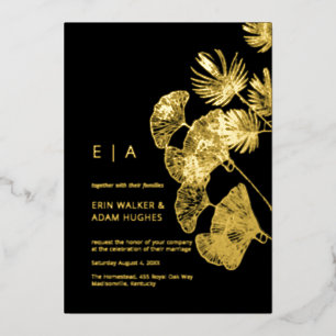 Luxe Gingko Blad Echt Goud Bruiloft Folie Uitnodiging