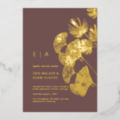 Luxe Gingko Leaf Real Gold Wedding Folie Uitnodiging (Voorkant)